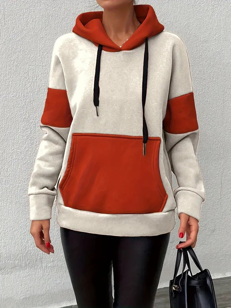 Adelmira – Moderna sudadera con capucha de algodón con diseño color block