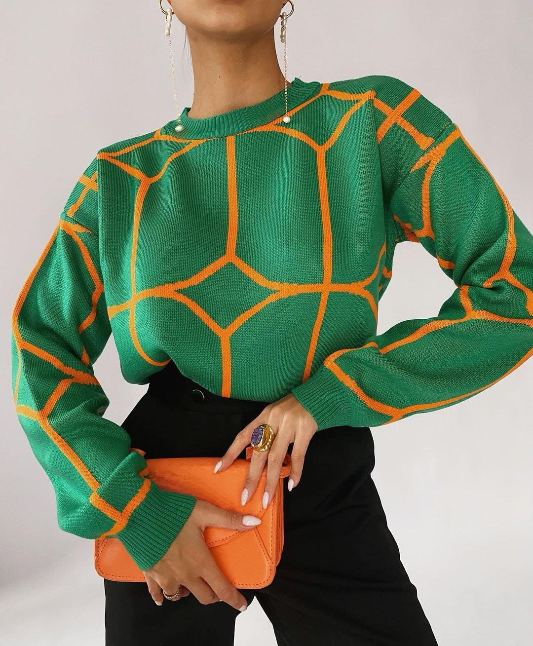 Anny - Blusa de malla de color geométrico