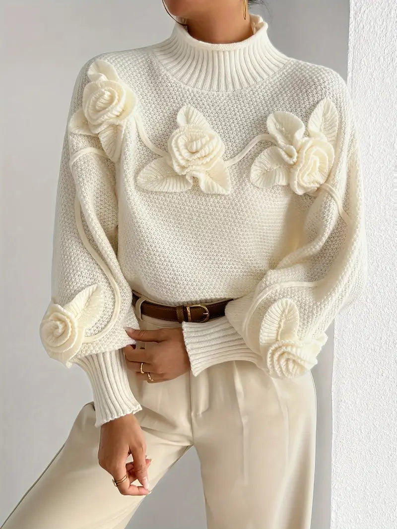 Amihan – Jersey de cuello vuelto con flores