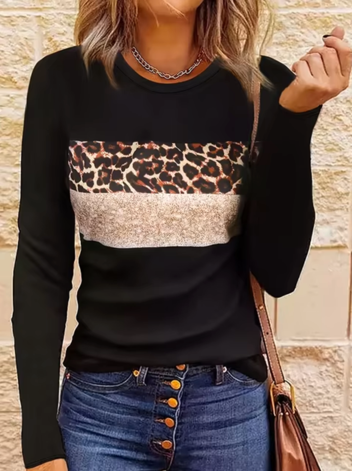 Myline – Camiseta manga larga estampado leopardo