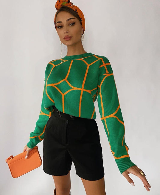 Anny - Blusa de malla de color geométrico