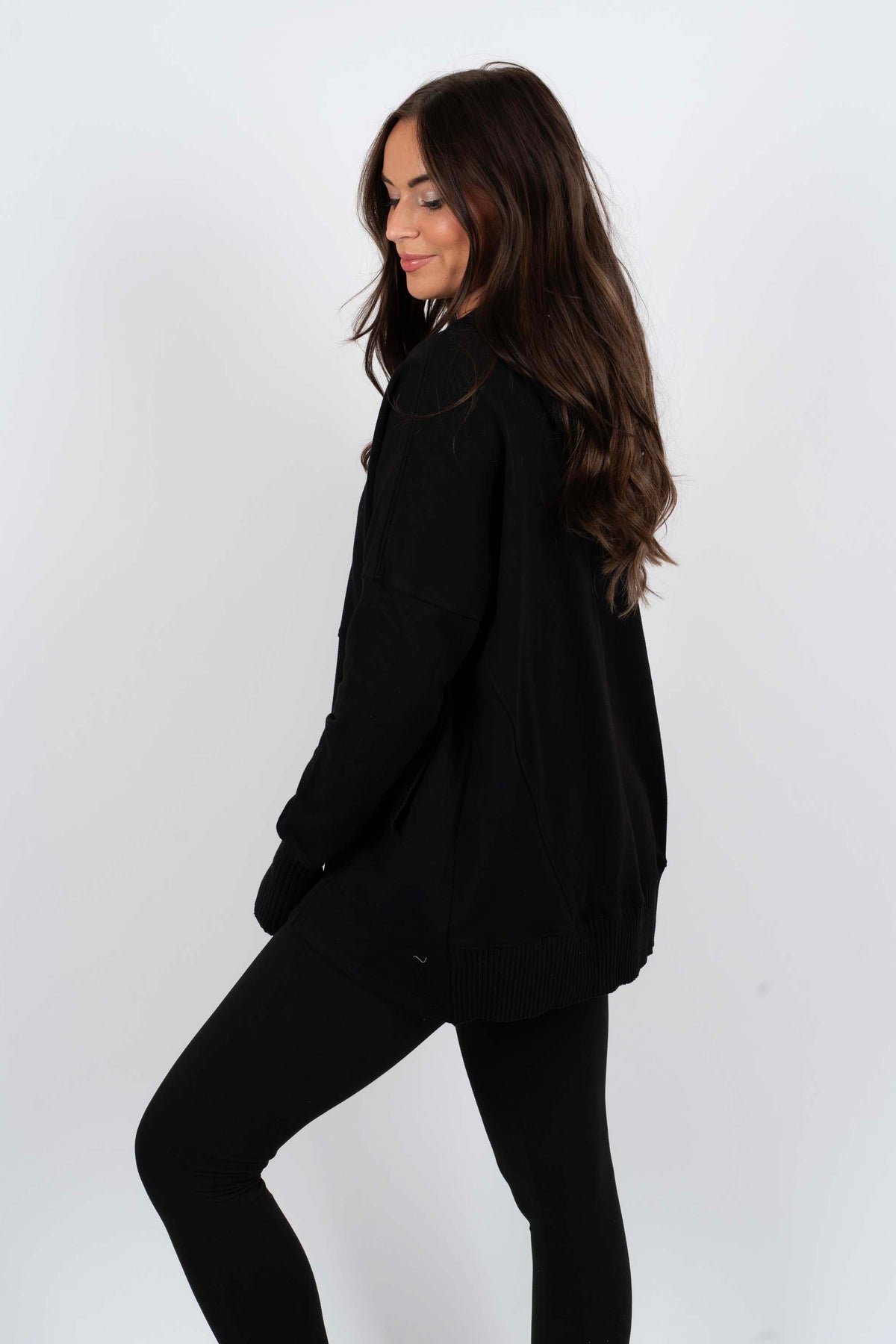 Bea - Blusa Sudadera con Cuello en V y Botones