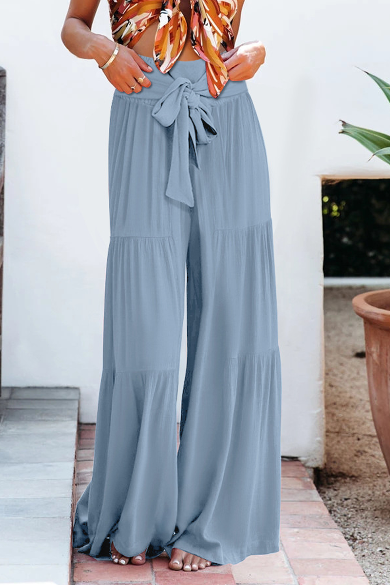 Zenitha - Pantalones anchos de cintura alta de estilo informal y holgado