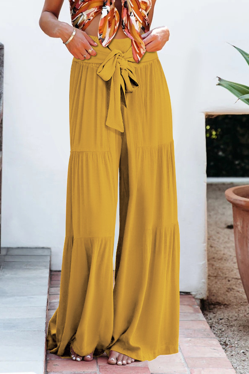 Zenitha - Pantalones anchos de cintura alta de estilo informal y holgado