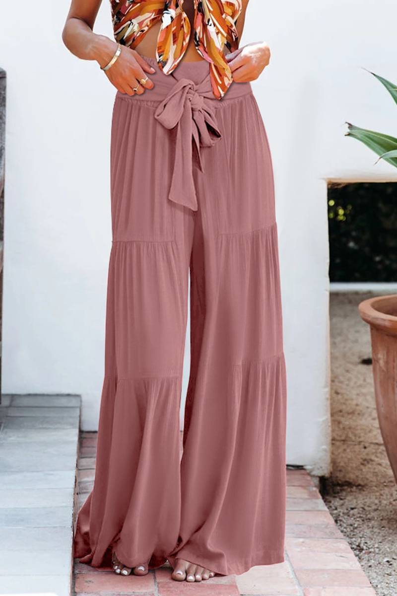 Zenitha - Pantalones anchos de cintura alta de estilo informal y holgado