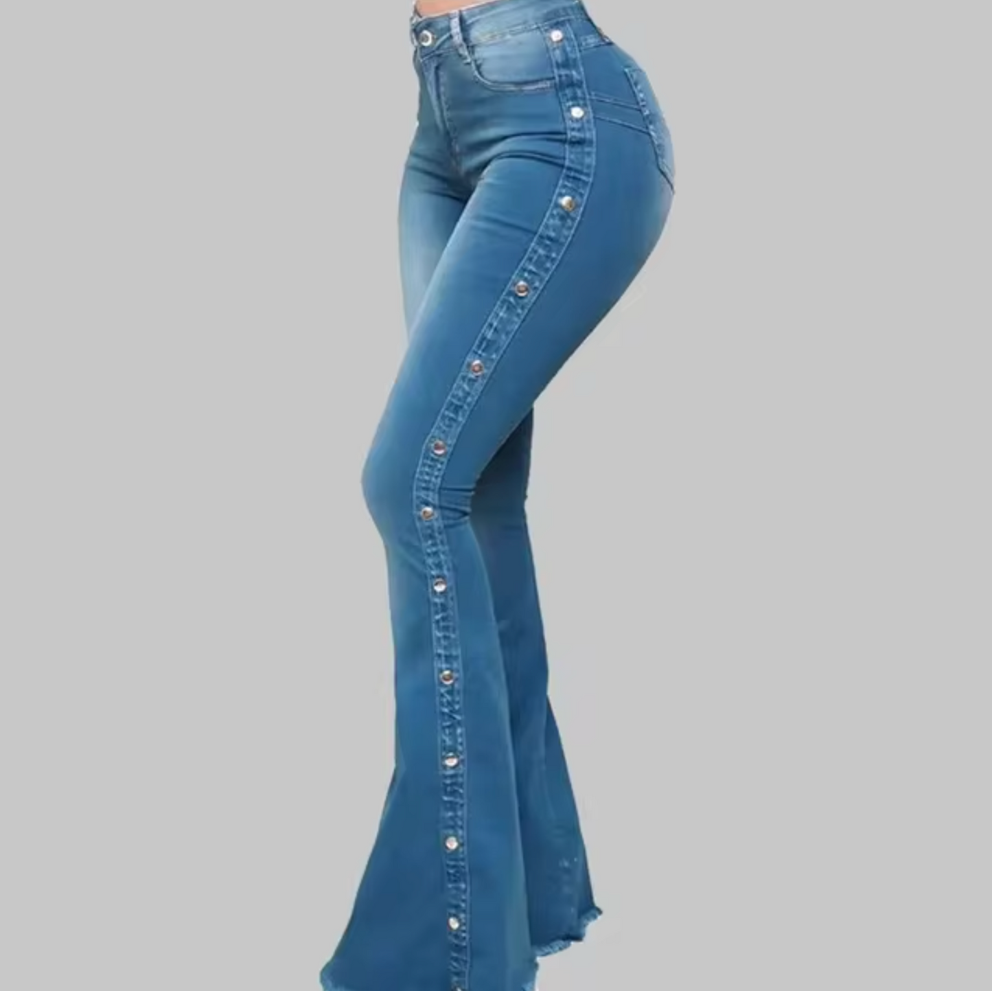 Bernice – Pantalón acampanado denim elástico