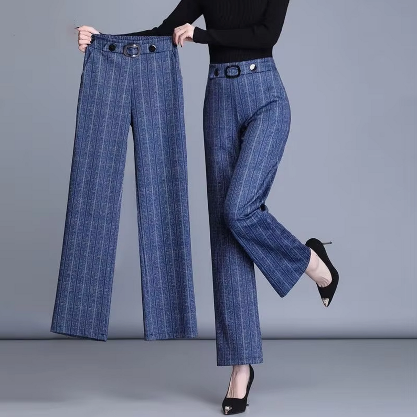 Inez – Pantalones rectos elegantes con perneras anchas