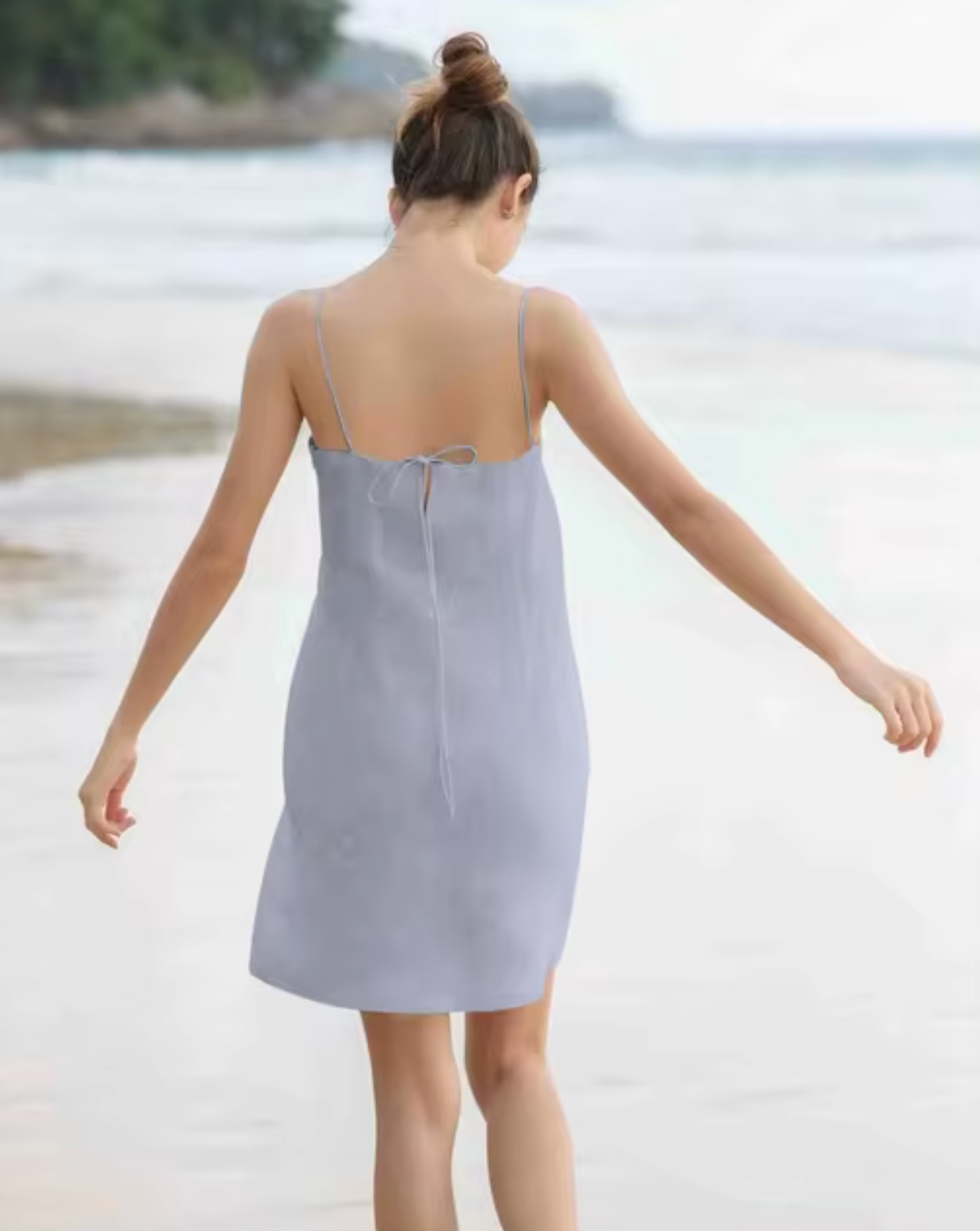 Leana – Vestido de Verano de Lino de Algodón con Tirantes finos