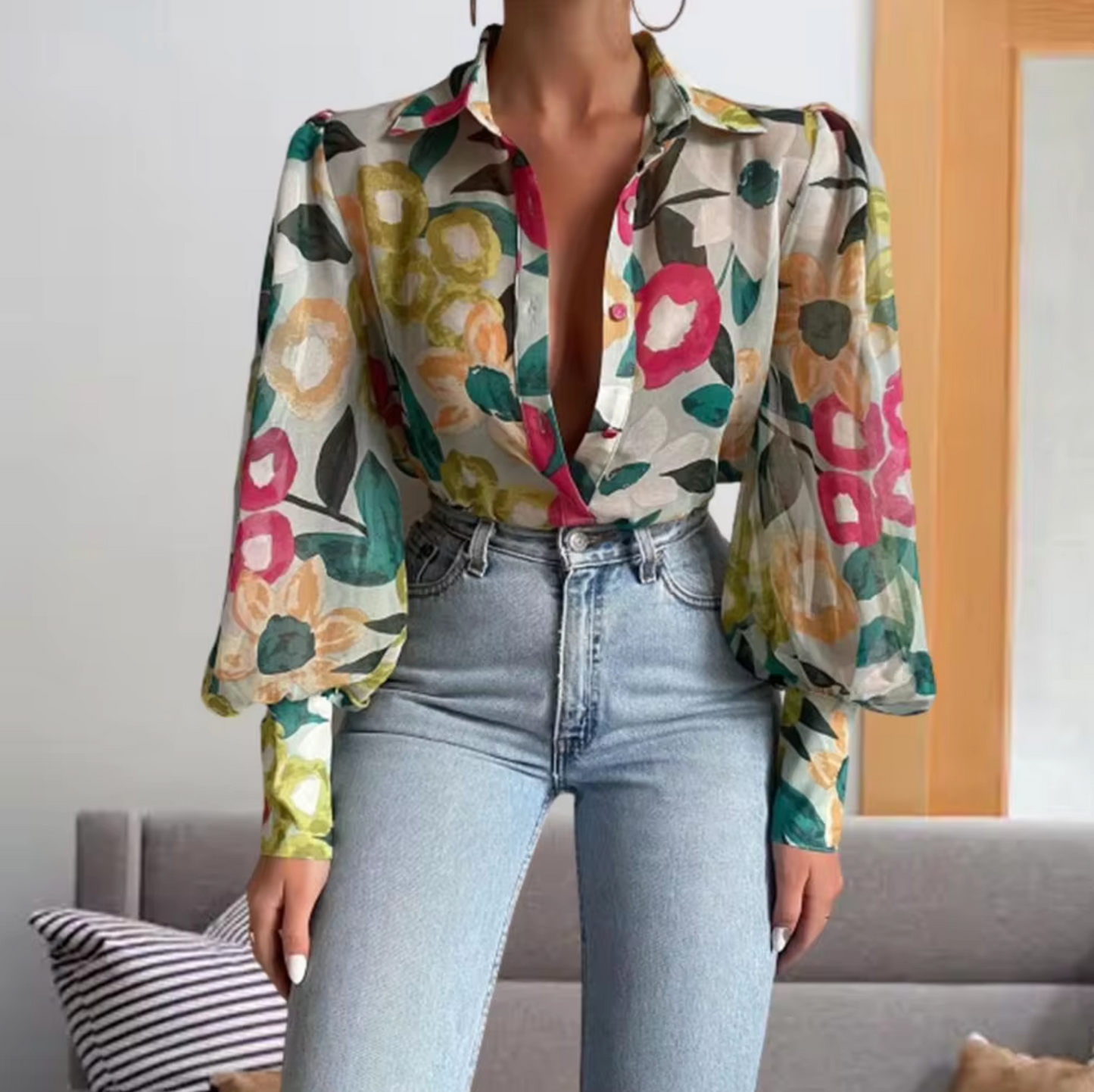 Florence – Blusa de Manga Larga con Estampado Floral