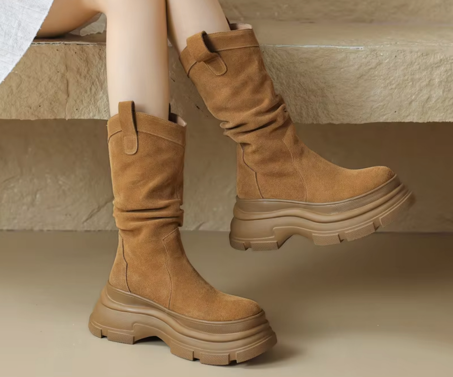 Aerith – Botas de plataforma de piel gruesa