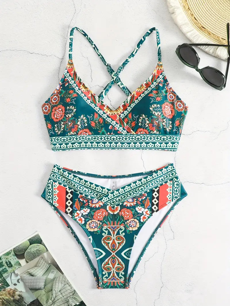 Alyanna - Conjunto de Bikini Bohemio con Tirantes Cruzados