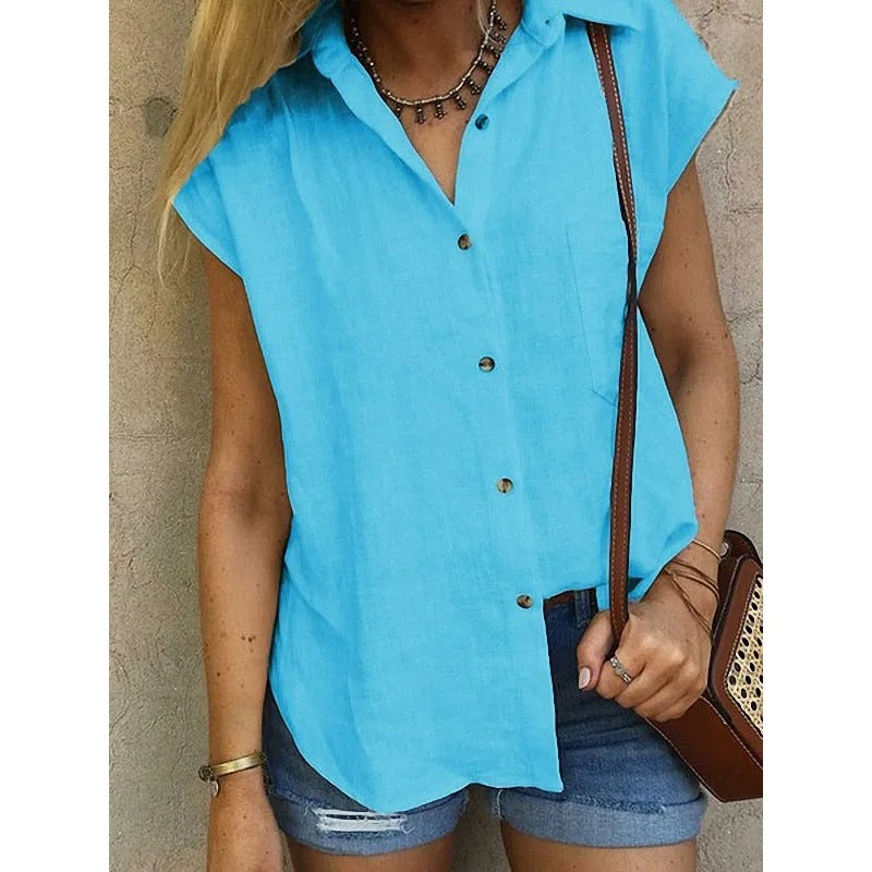 Zelle - Blusa polo casual con botones