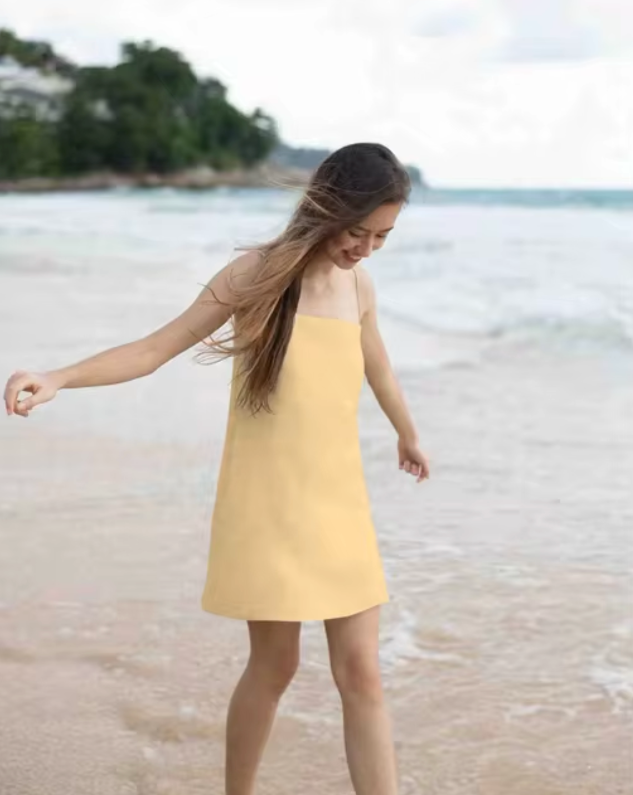 Leana – Vestido de Verano de Lino de Algodón con Tirantes finos