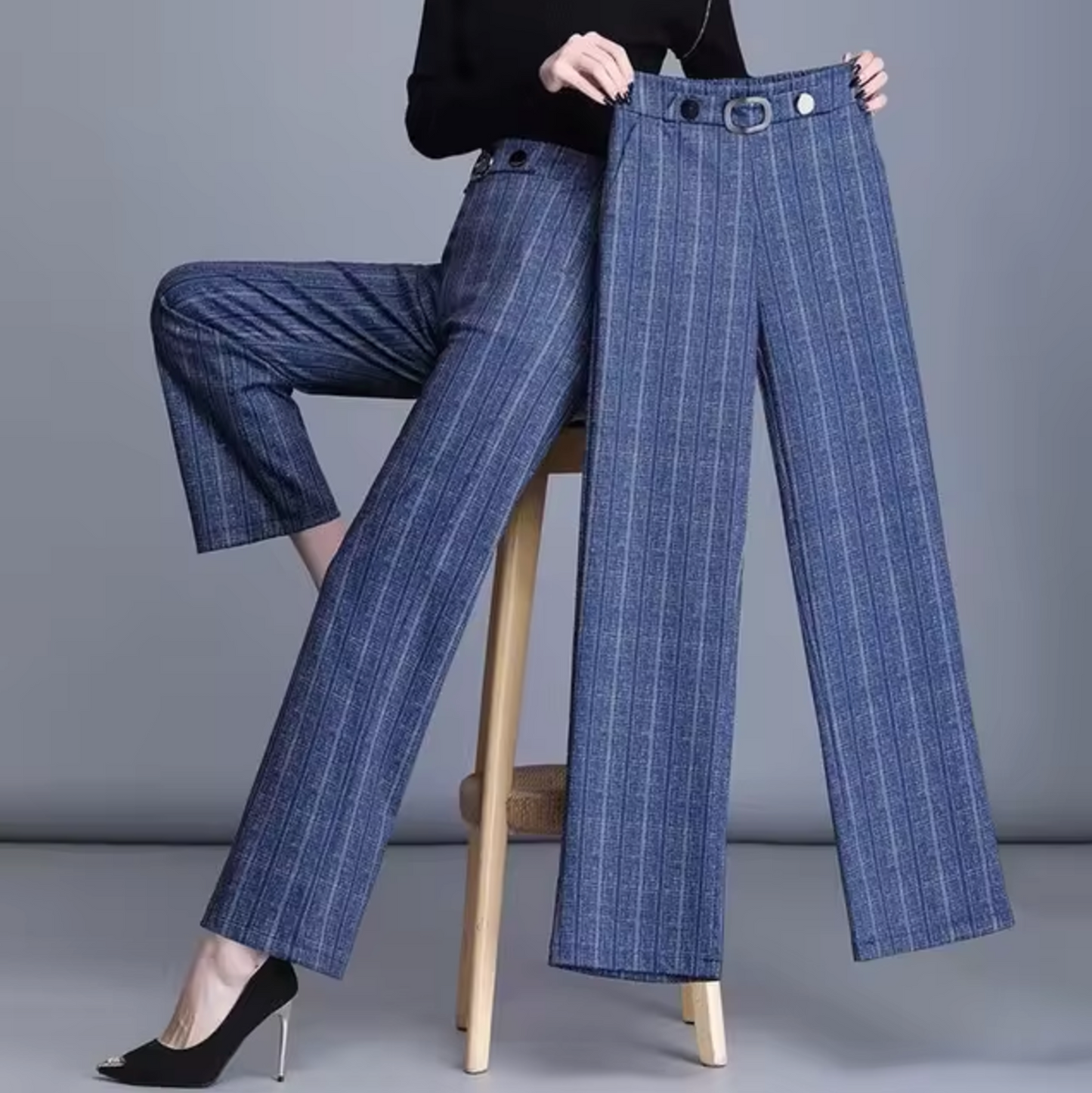 Inez – Pantalones rectos elegantes con perneras anchas