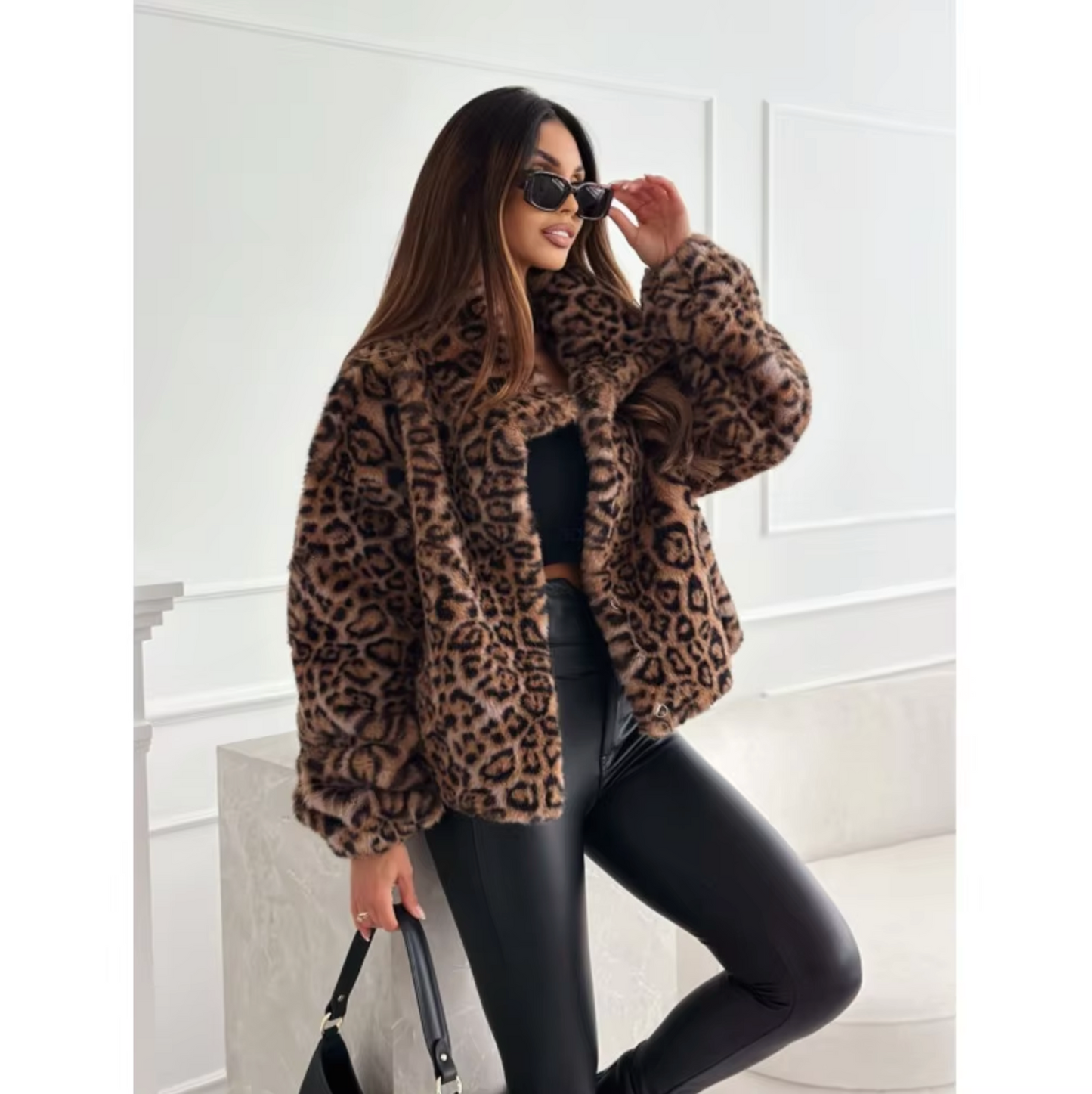 Leocadia – Chaqueta de pelo con estampado de leopardo