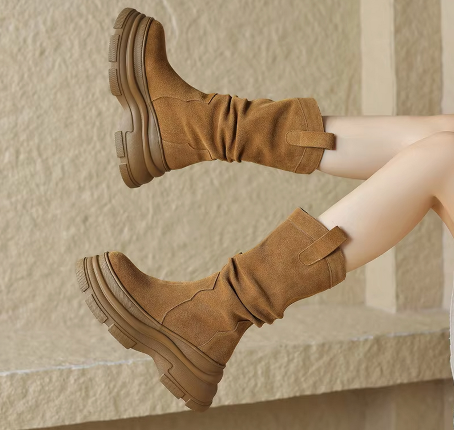 Aerith – Botas de plataforma de piel gruesa