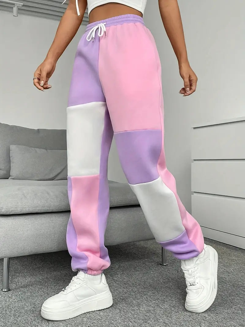 Belle – Pantalones de jogging elegantes con diseño de bloques de color