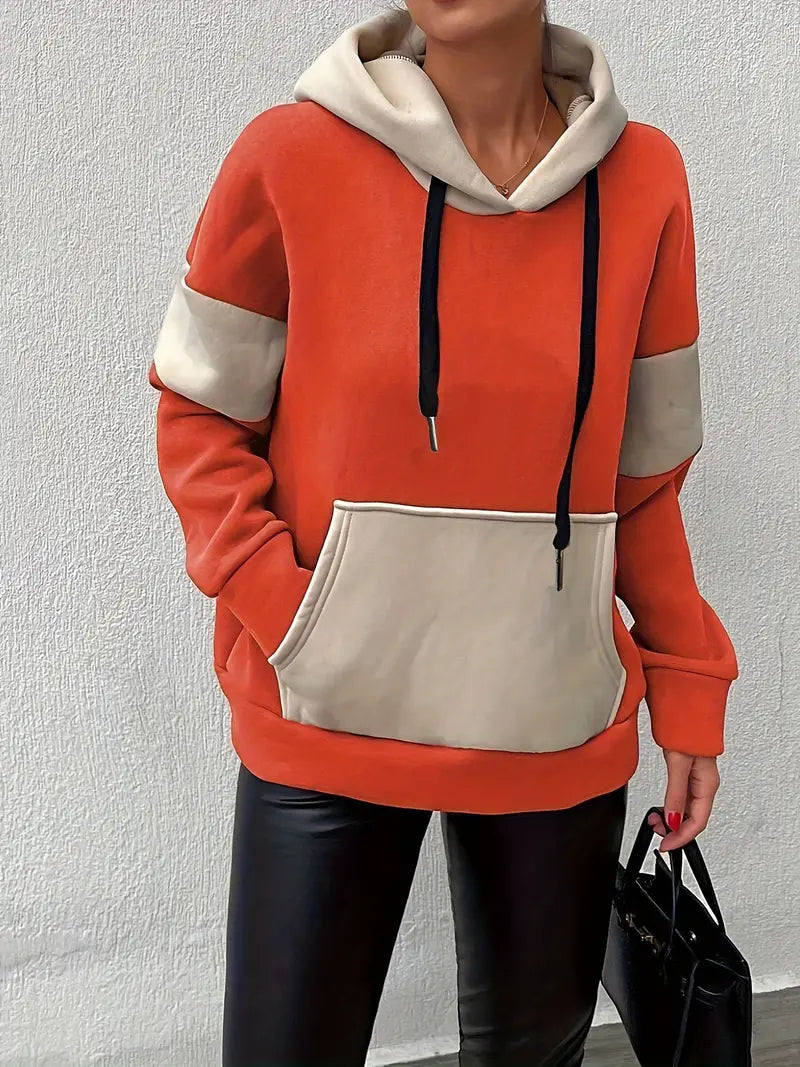 Adelmira – Moderna sudadera con capucha de algodón con diseño color block