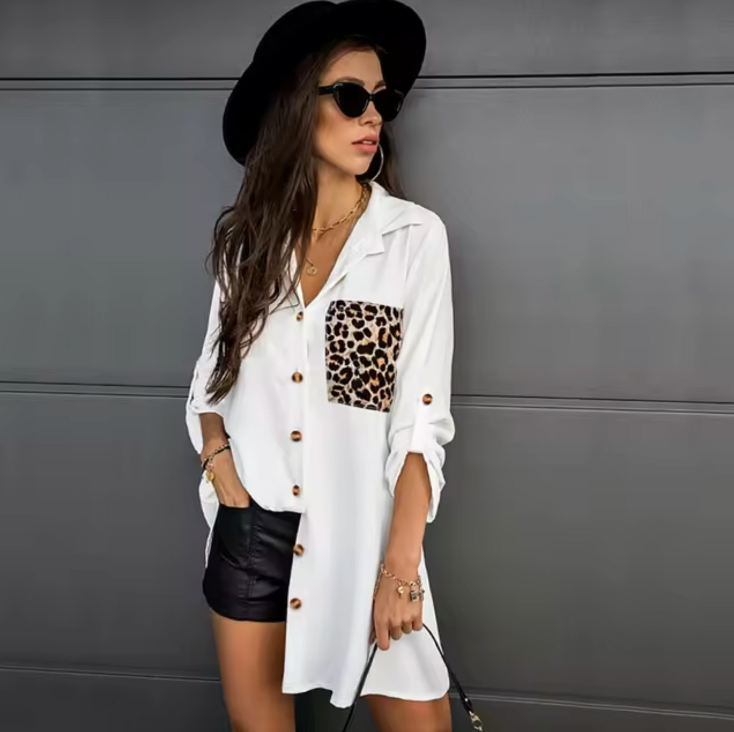 Kathleen - Camisa Manga larga Estampado Leopardo