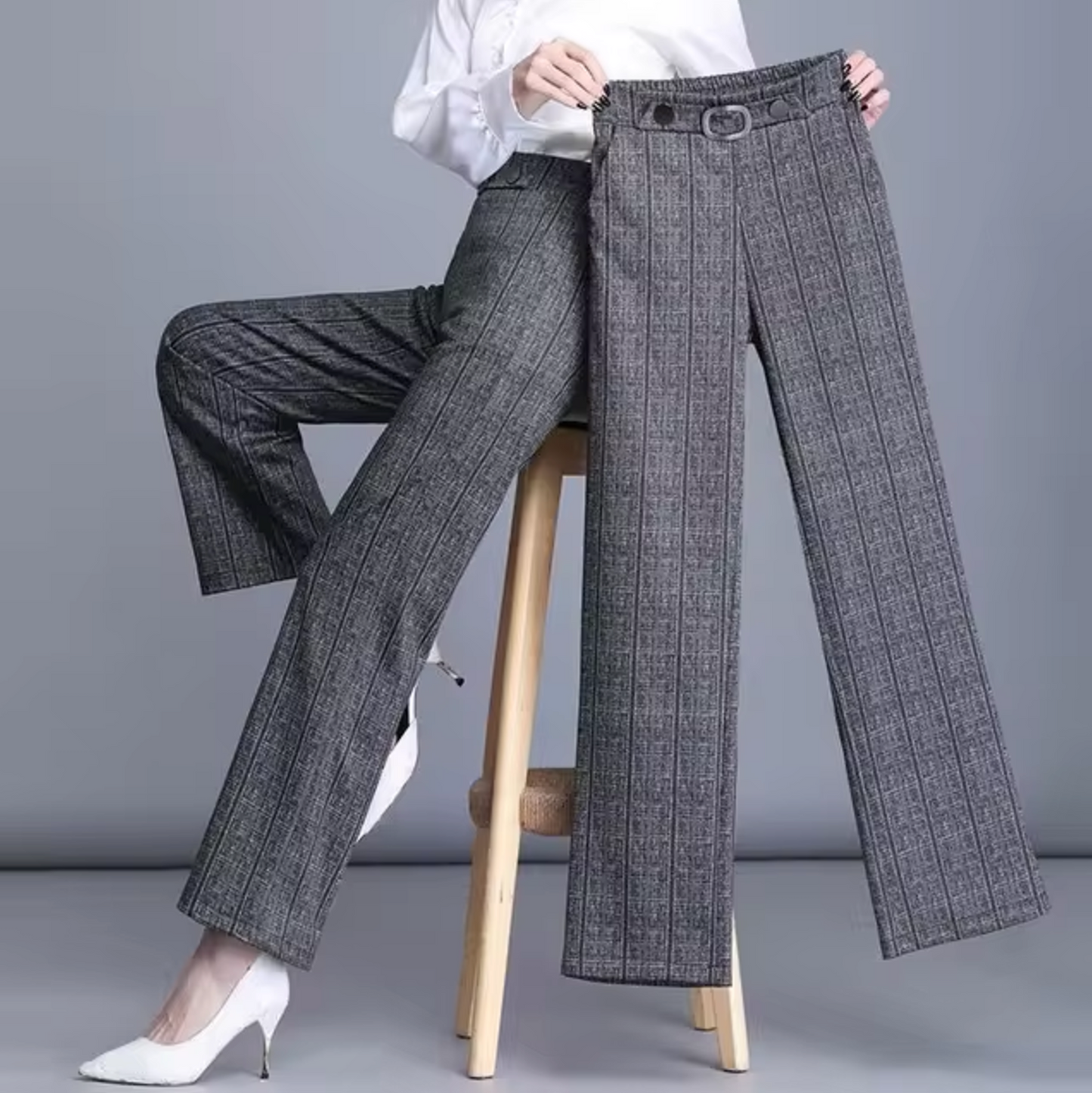 Inez – Pantalones rectos elegantes con perneras anchas