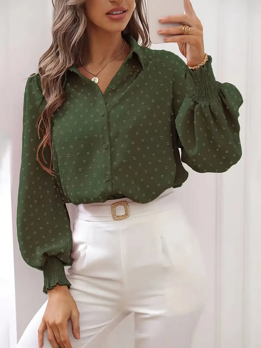 Alba – Blusa elegante con mangas con puños fruncidos