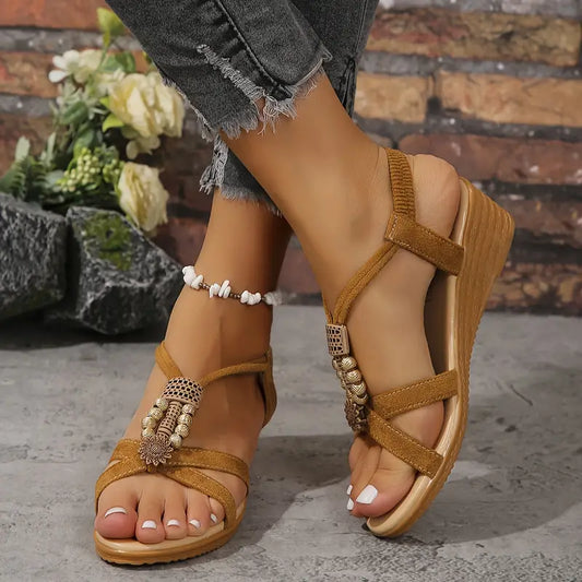 Maris - Sandalias Cuña Estilo Boho