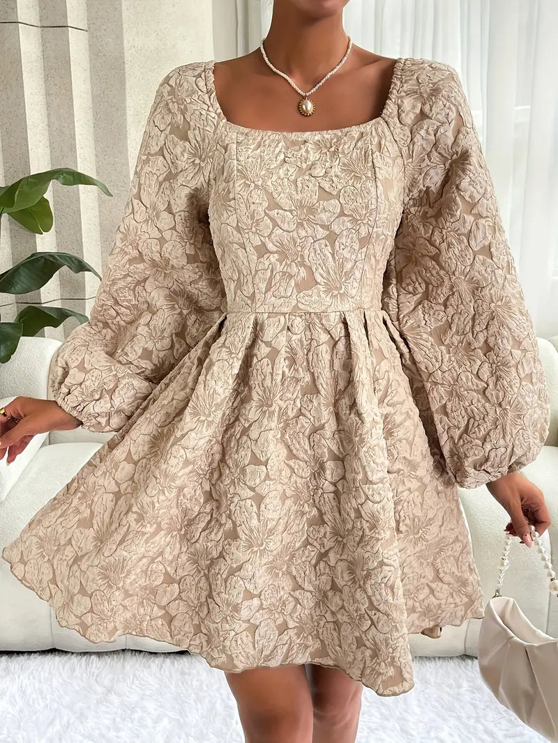 Alia – Vestido con manga abullonada y bordado floral