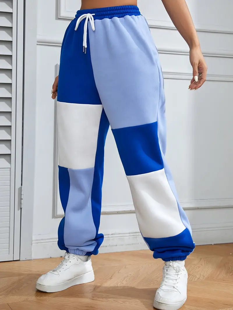 Belle – Pantalones de jogging elegantes con diseño de bloques de color