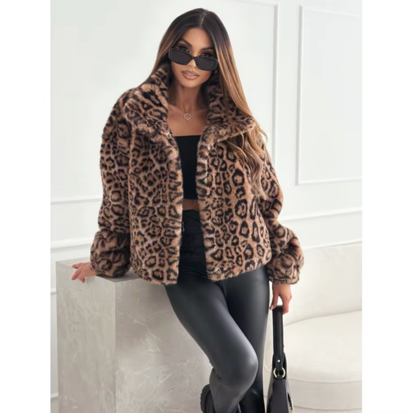 Leocadia – Chaqueta de pelo con estampado de leopardo