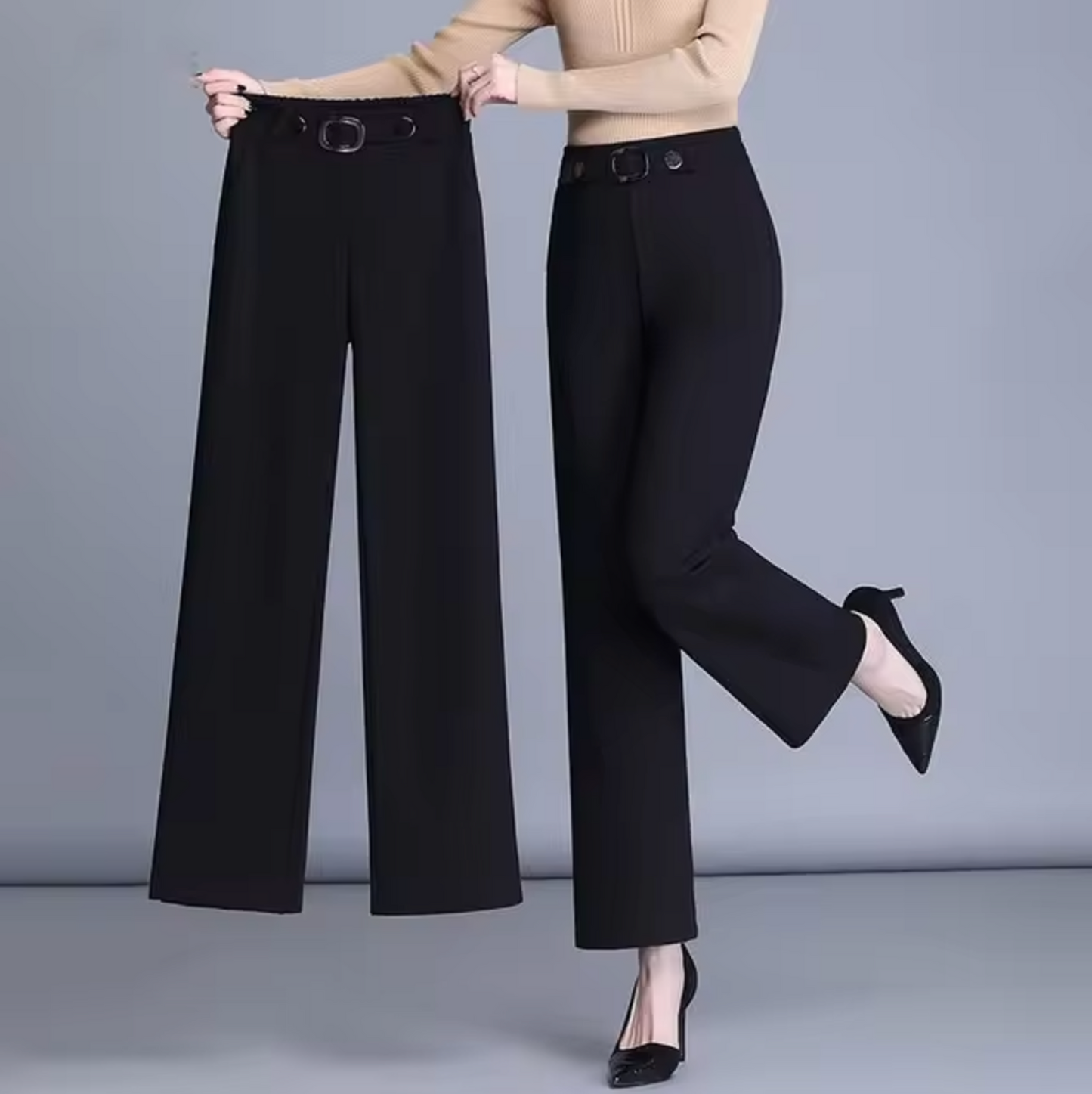 Inez – Pantalones rectos elegantes con perneras anchas