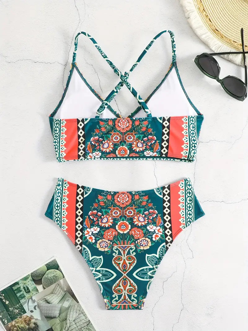 Alyanna - Conjunto de Bikini Bohemio con Tirantes Cruzados