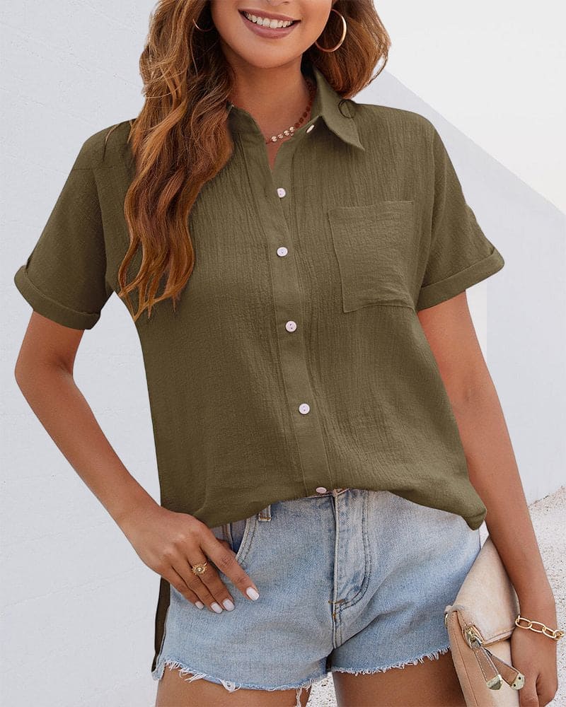 Rhianna - Elegante blusa polo de manga corta