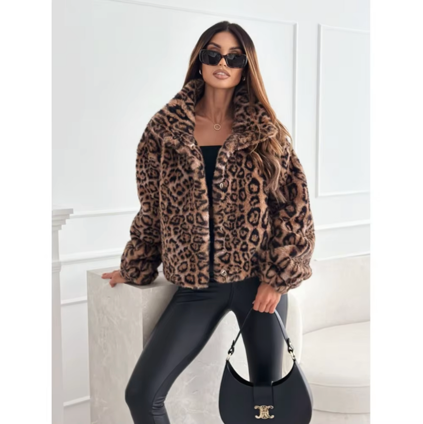 Leocadia – Chaqueta de pelo con estampado de leopardo