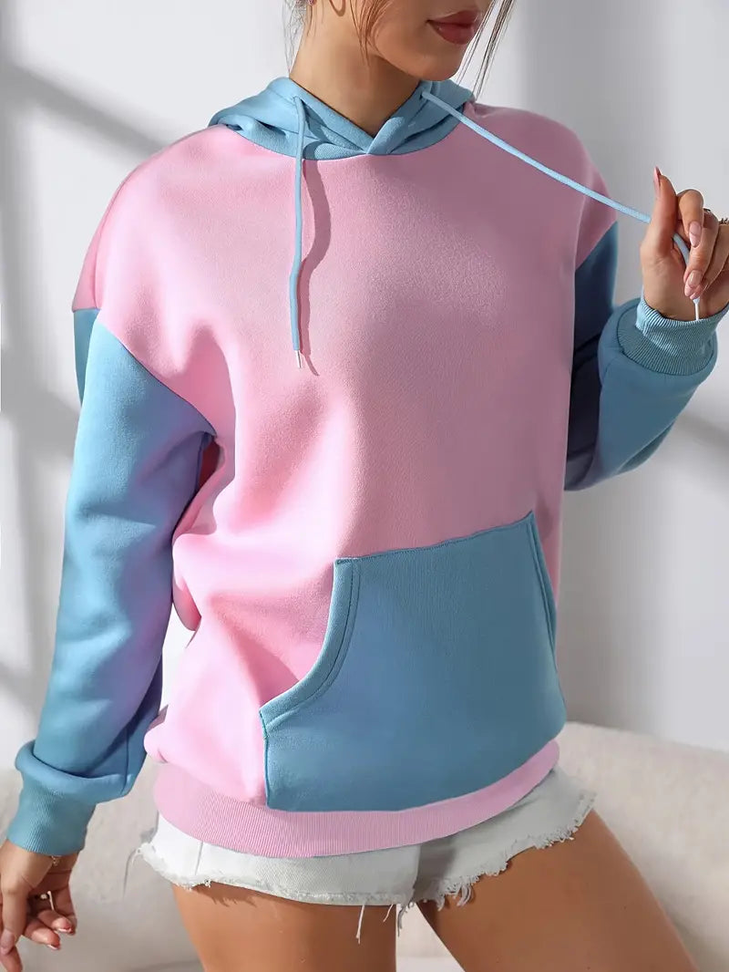 Sherah – Sudadera con capucha de algodón con diseño color block