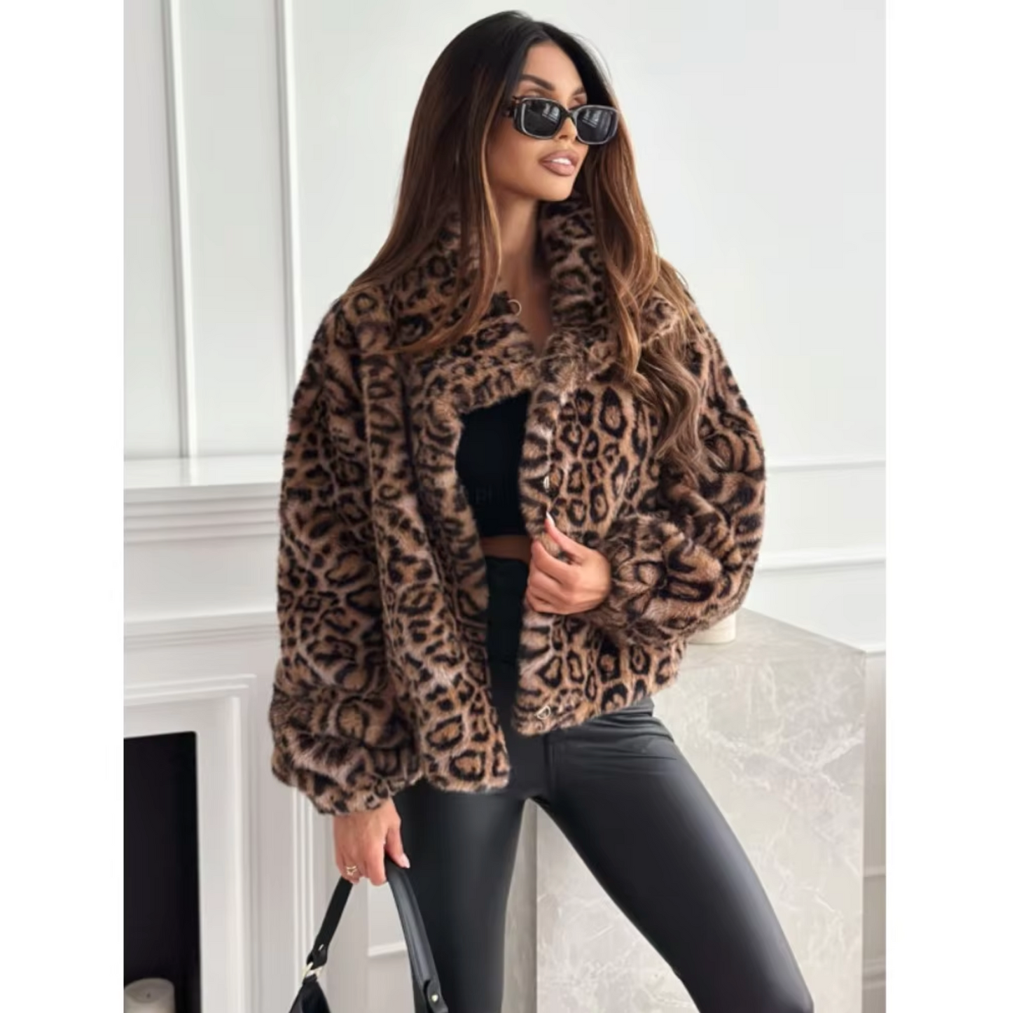 Leocadia – Chaqueta de pelo con estampado de leopardo