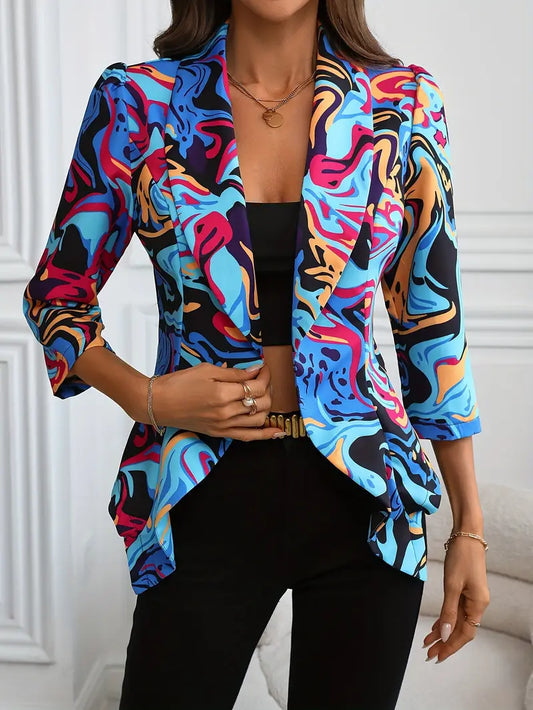 Susannah – Blazer con estampado abstracto vibrante