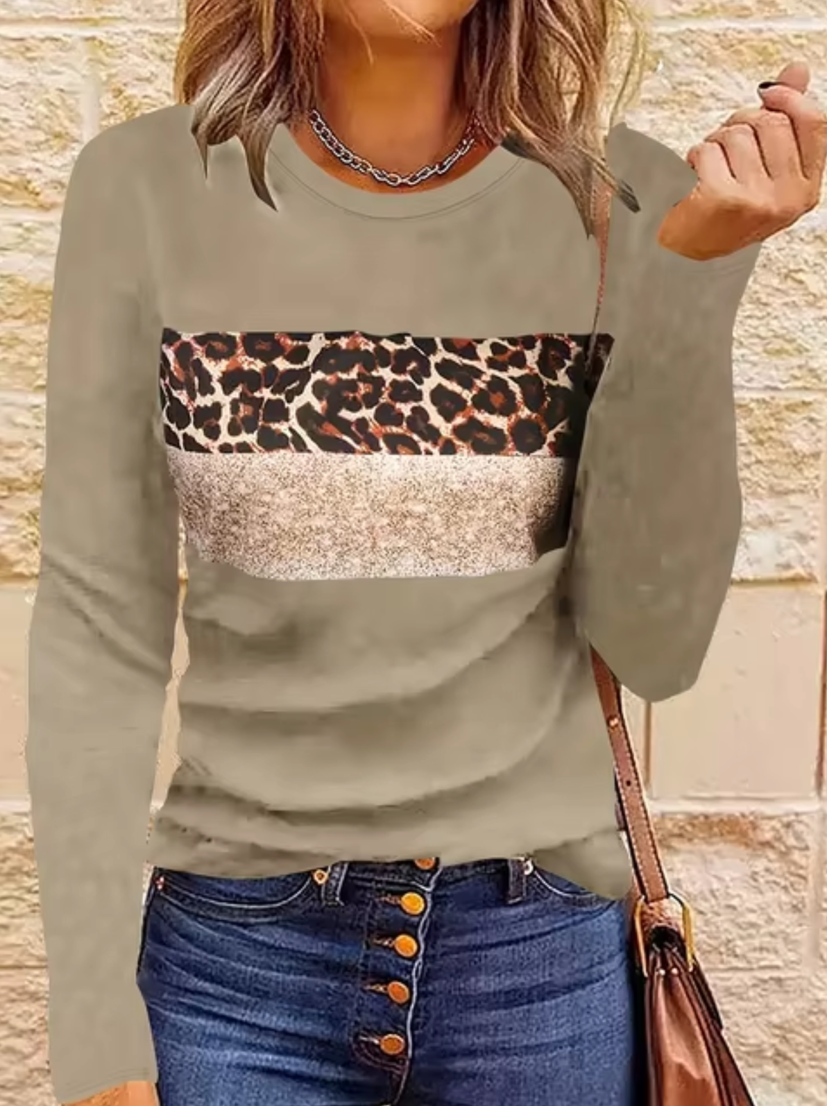 Myline – Camiseta manga larga estampado leopardo