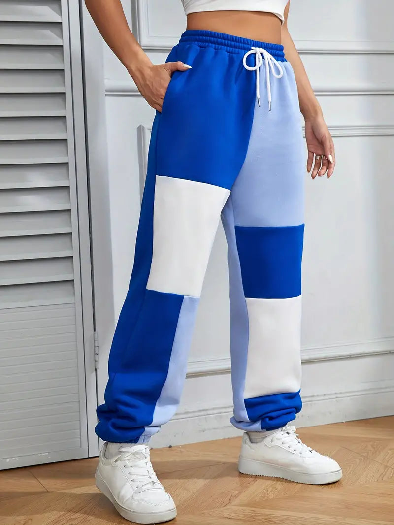 Belle – Pantalones de jogging elegantes con diseño de bloques de color