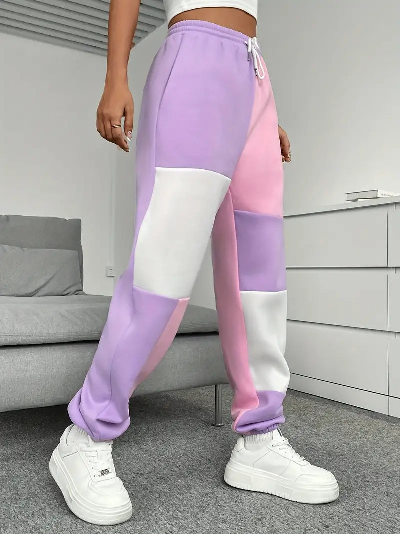 Belle – Pantalones de jogging elegantes con diseño de bloques de color