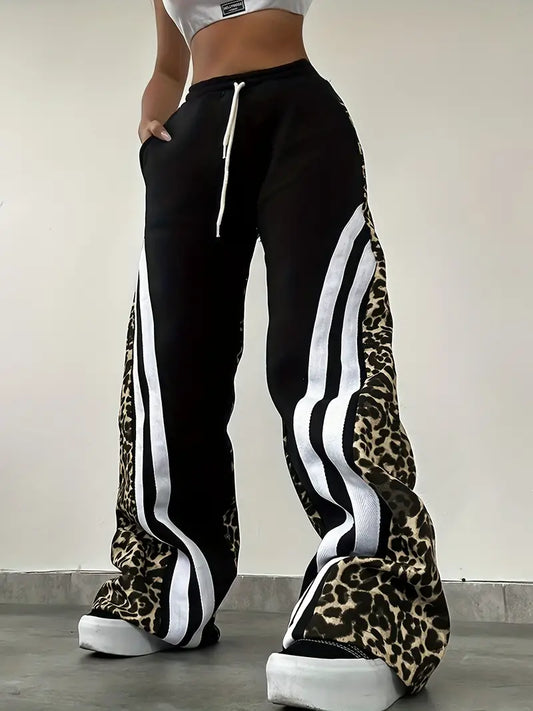 Minakshi – Joggers de algodón con estampado de leopardo