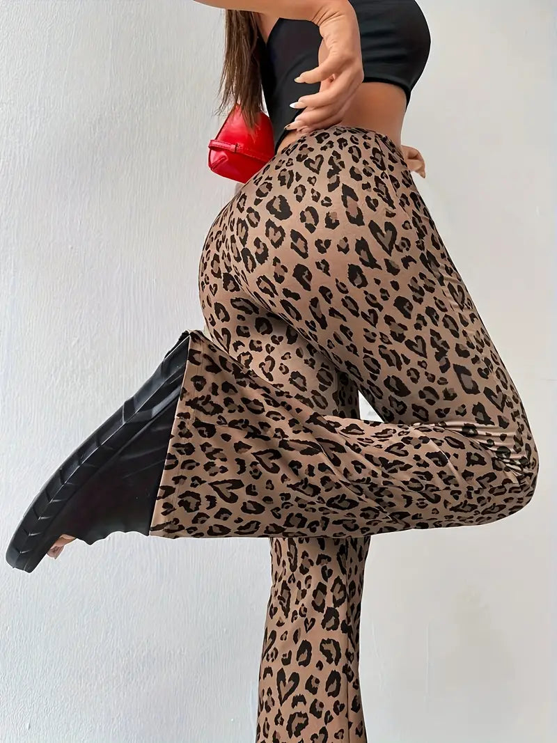 Angie – Pantalón acampanado sexy con estampado de leopardo