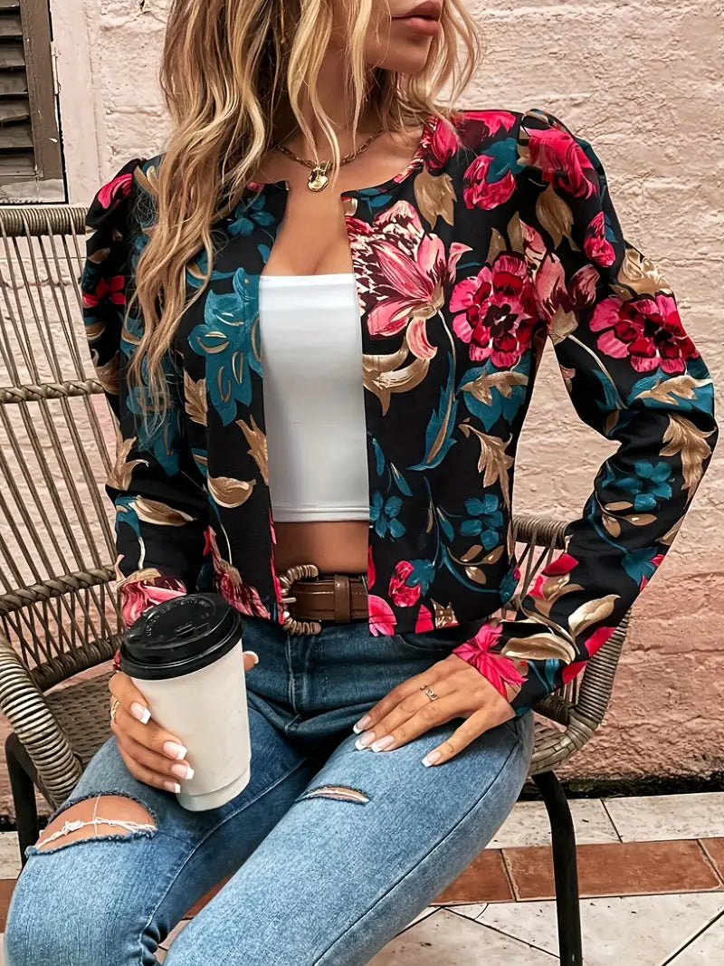 Shauna – Chaqueta Floral con Frente Abierto