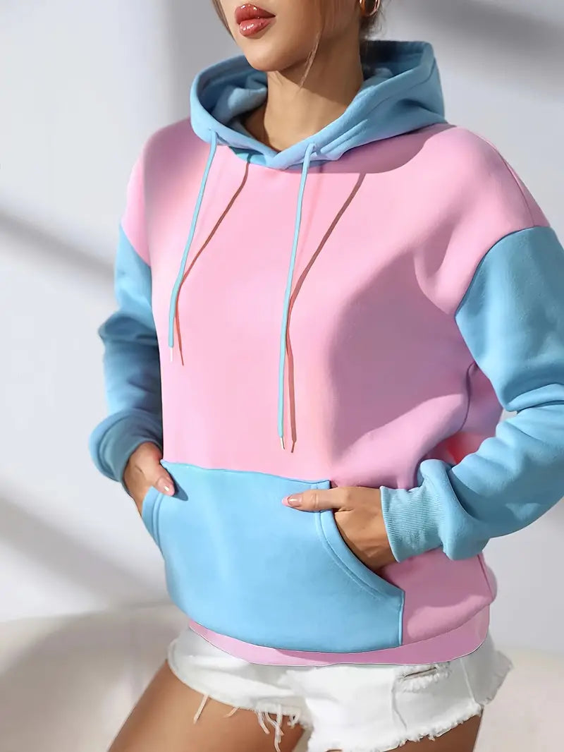 Sherah – Sudadera con capucha de algodón con diseño color block