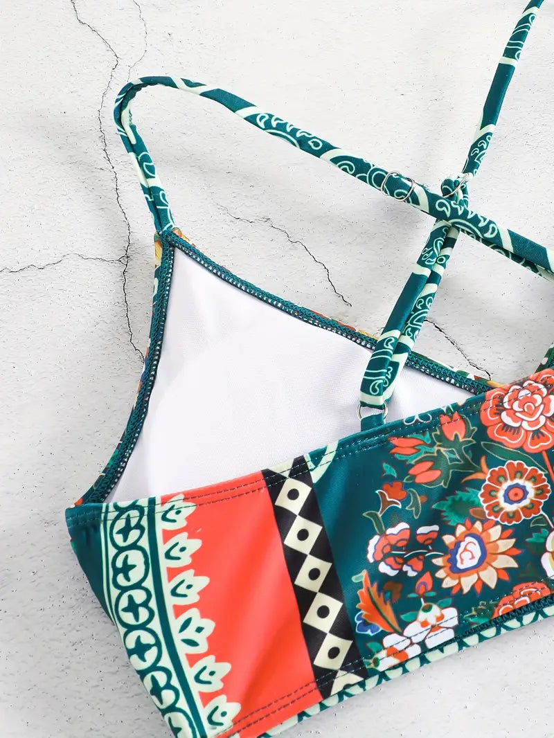 Alyanna - Conjunto de Bikini Bohemio con Tirantes Cruzados