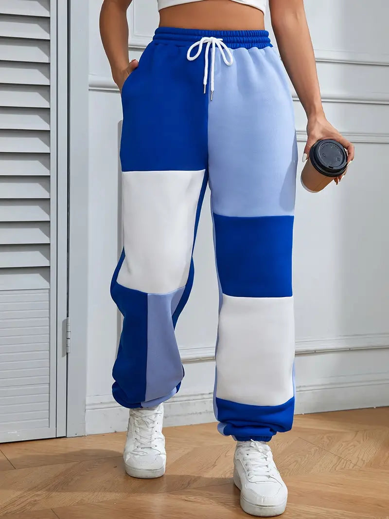 Belle – Pantalones de jogging elegantes con diseño de bloques de color