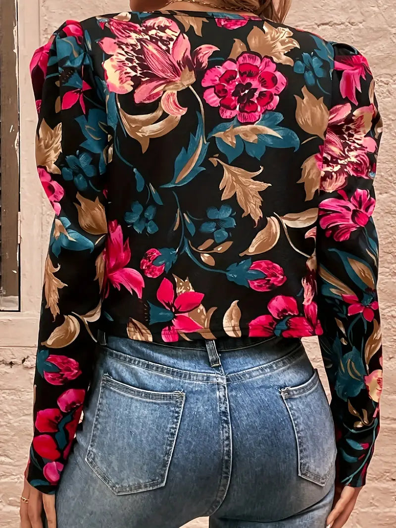 Shauna – Chaqueta Floral con Frente Abierto