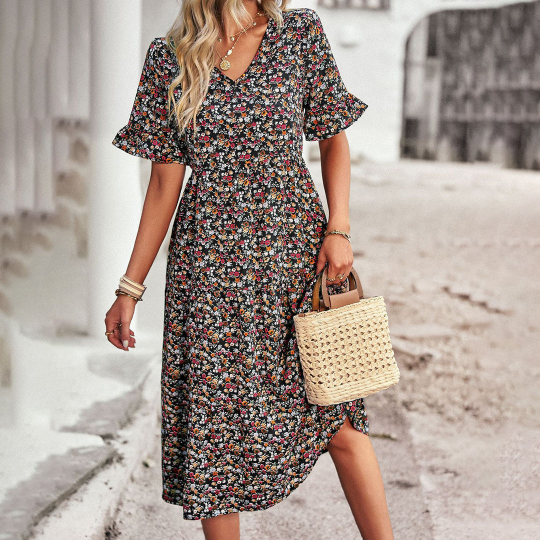 Pilar - Moderno vestido midi floral