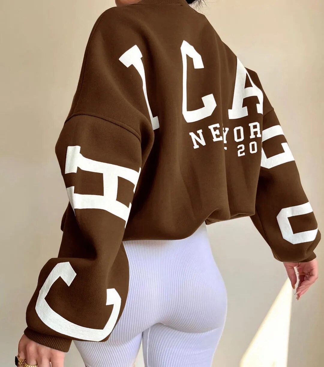 Clarissa - Sudadera casual con estampado de letras