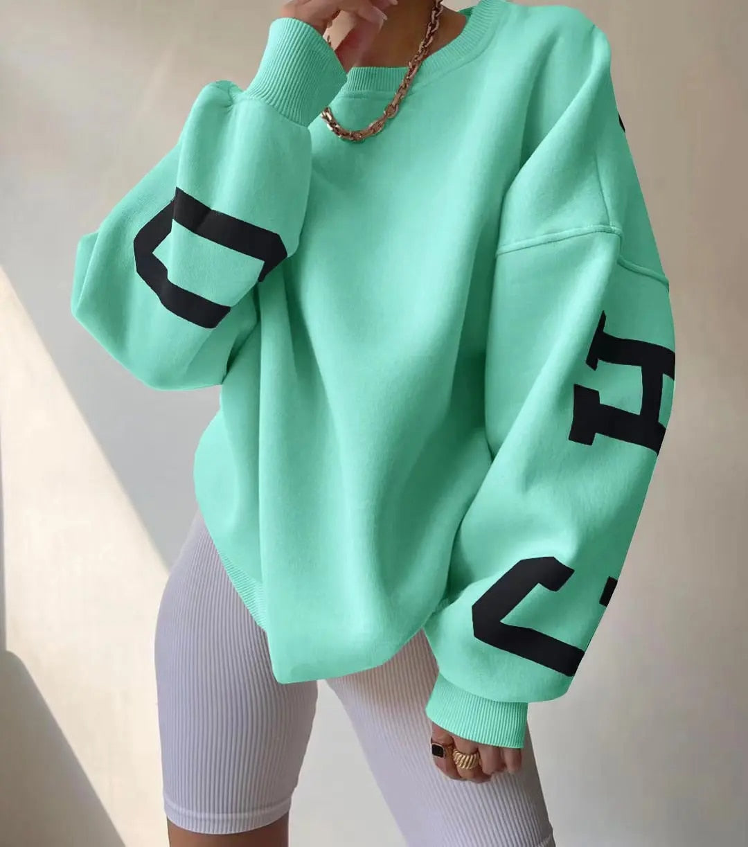 Clarissa - Sudadera casual con estampado de letras