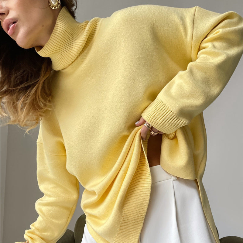 Jessa - Blusa oversize de malla con cuello alto